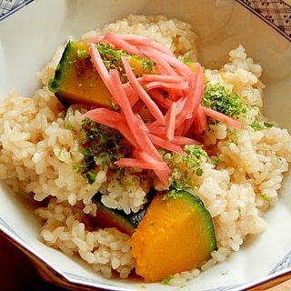 崩れない❤茹でカボチャの混ぜご飯♪（にんにく醤油）